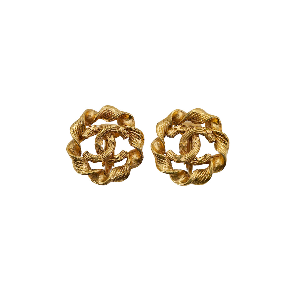 CHANEL VINTAGE EARRINGS COCOMARK ROUND TWIST GOLD ACCESSORY 90309747 - PURPOSE