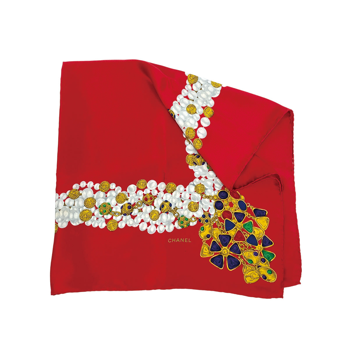 CHANEL VINTAGE SCARF GRIPOA PATTERN RED SILK 90309775 - PURPOSE