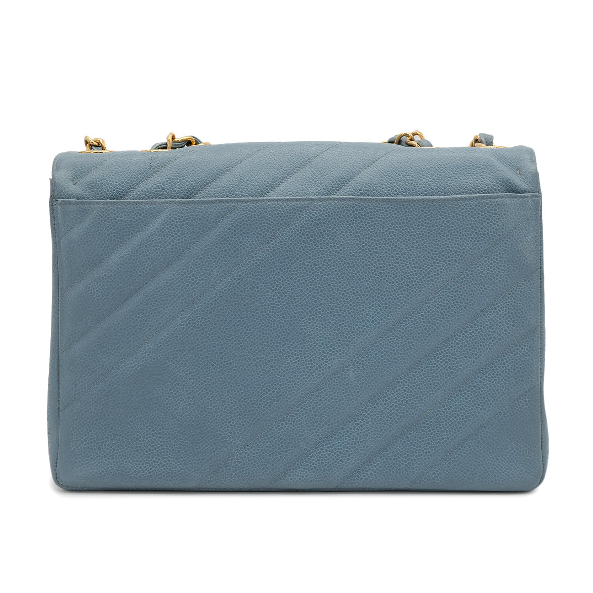 CHANEL VINTAGE BIAS STITCH CHAIN SHOULDER BAG BLUE CAVIAR SKIN 90310126 - PURPOSE