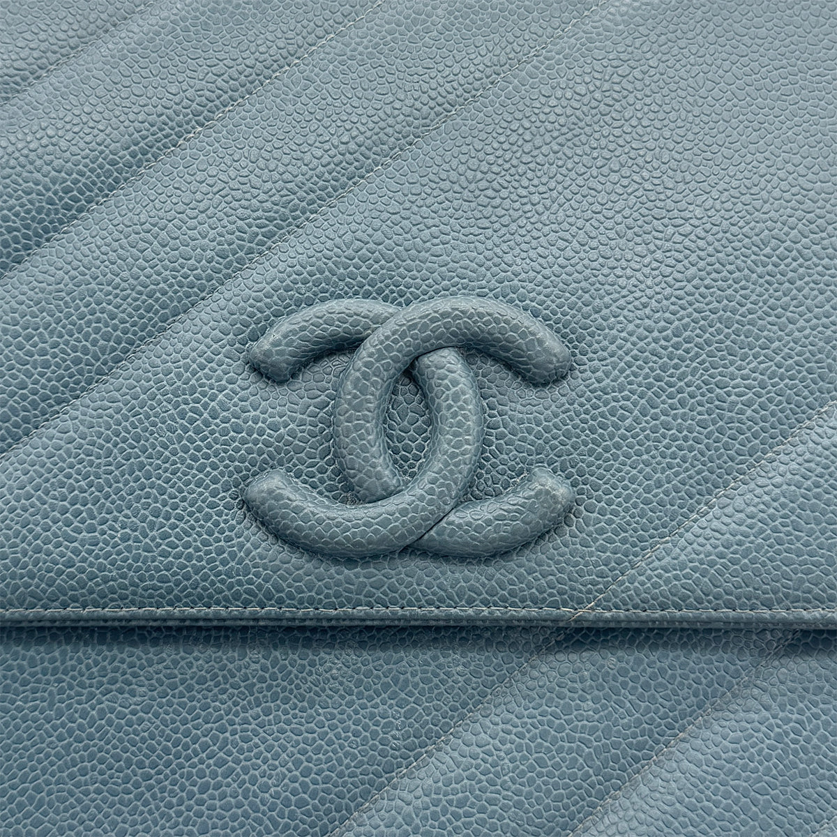 CHANEL VINTAGE BIAS STITCH CHAIN SHOULDER BAG BLUE CAVIAR SKIN 90310126 - PURPOSE