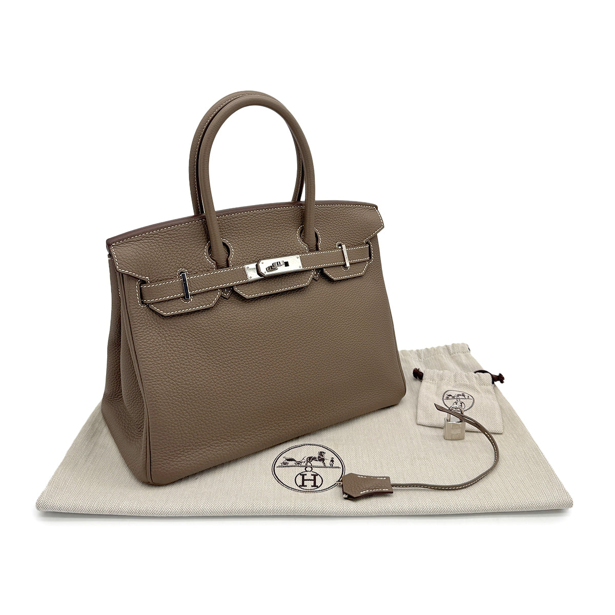 HERMES BIRKIN 30 ETOUPE TOGO HAND BAG R PALLADIUM HARDWARE 90310322 - PURPOSE
