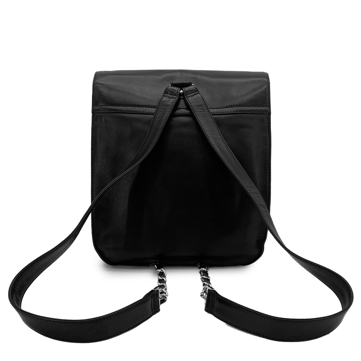 VINTAGE CHANEL COCOMARK CHAIN BACKPACK BLACK LAMB SKIN SILVER HARDWARE 90310343 - PURPOSE