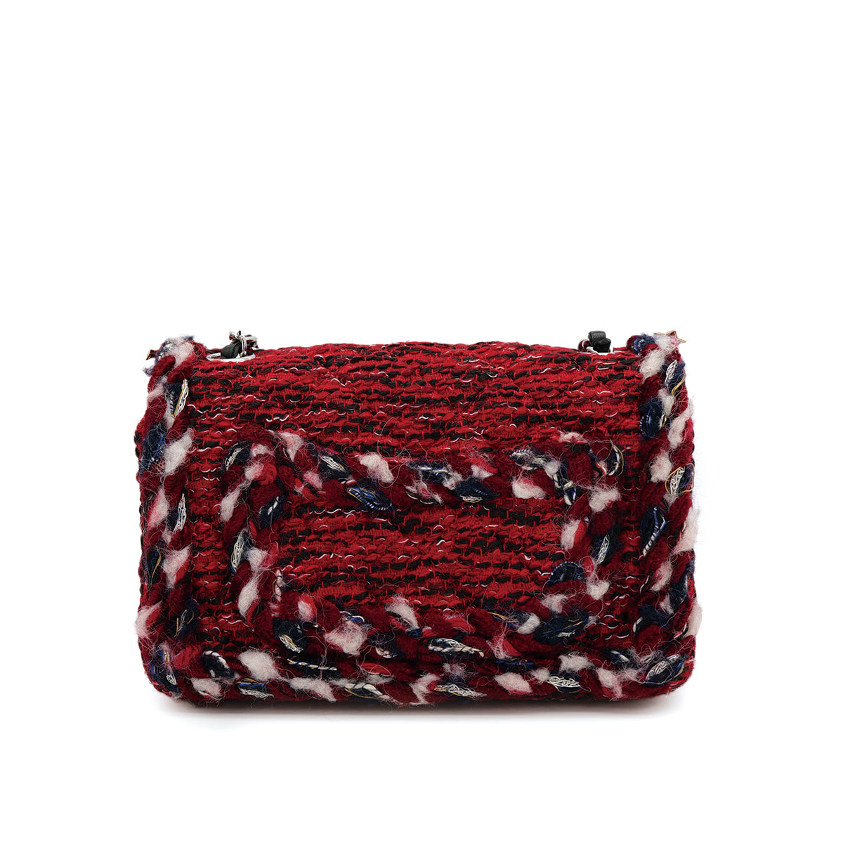 CHANEL MATELASSE CHAIN SHOULDER BAG RED TWEED ICON CHARM SILVER HARDWARE 90311044 - PURPOSE