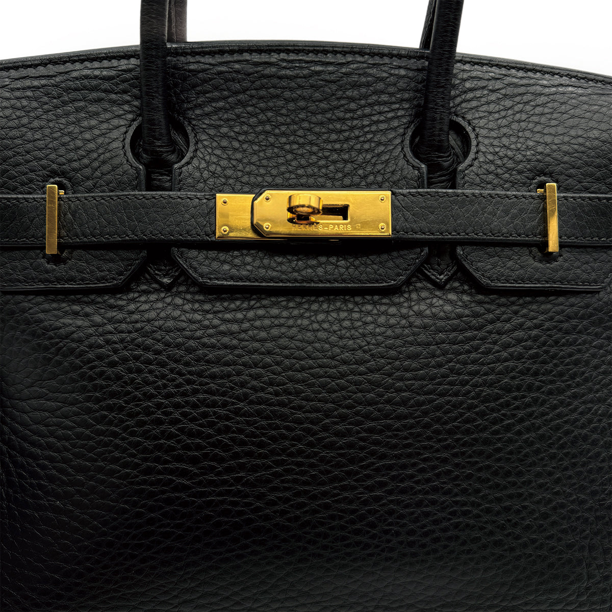 HERMES BIRKIN 30 BLACK TAURILLON CLEMENCE HAND BAG 2004 SQUARE H GOLD HARDWARE 90313531