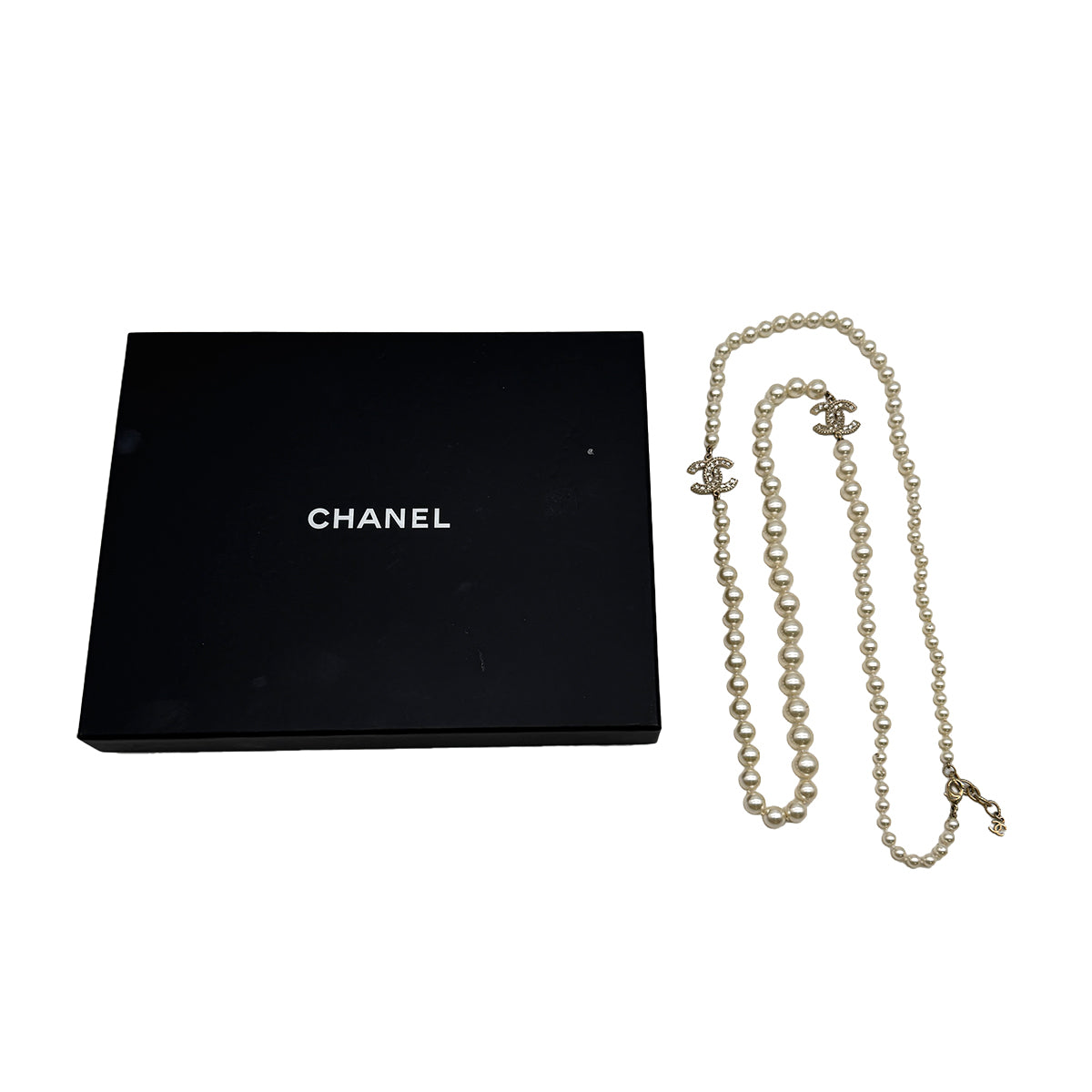 CHANEL NECKLACE FAUX PEARL COCOMARK RHINESTONE ACCESSORY F16V 90313871