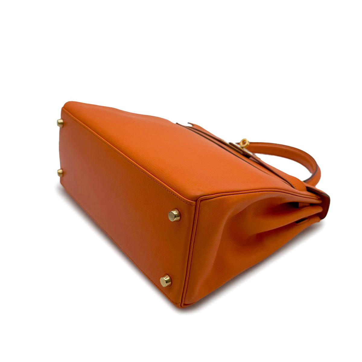 HERMES KELLY 28 RETORNE ORANGE VEAU GULLIVER HAND SHOULDER BAG 1993 CIRCLE W GOLD HARDWARE 90315621