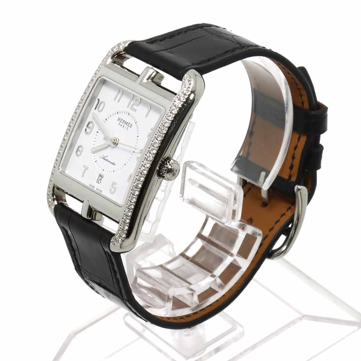 HERMES Cape Cod CC1 730 Bezel Diamond Men's Watch Date White Automatic Self-winding Watch Cape Cod Hermes 90318667