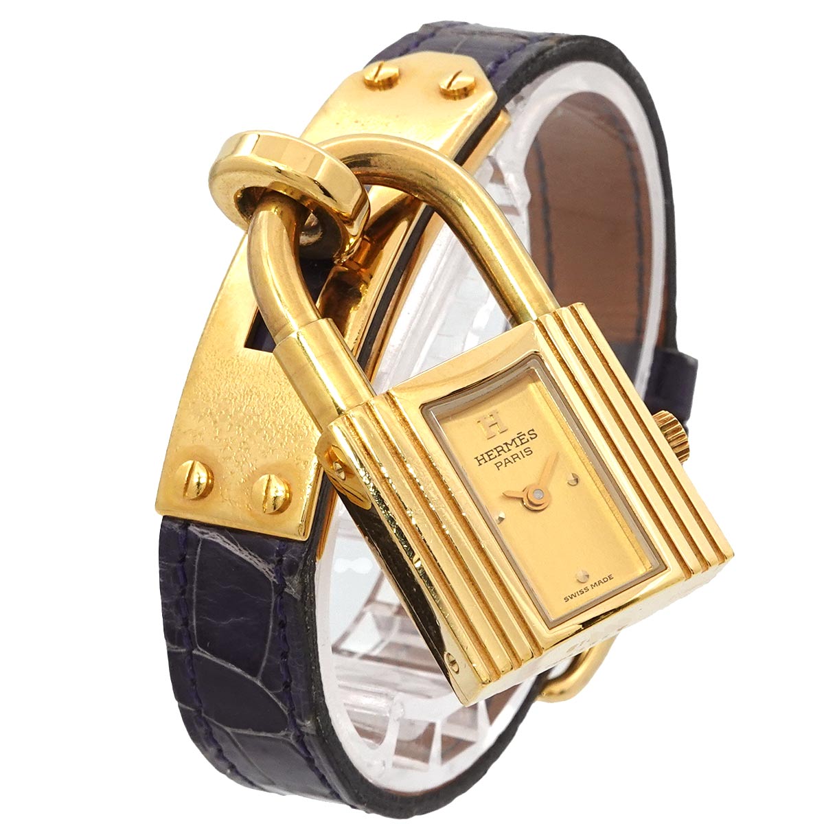 HERMES Kelly Watch, Women's Watch, Gold and Blue Quartz Watch, with Padlock, Hermes Kelly Watch 90318683