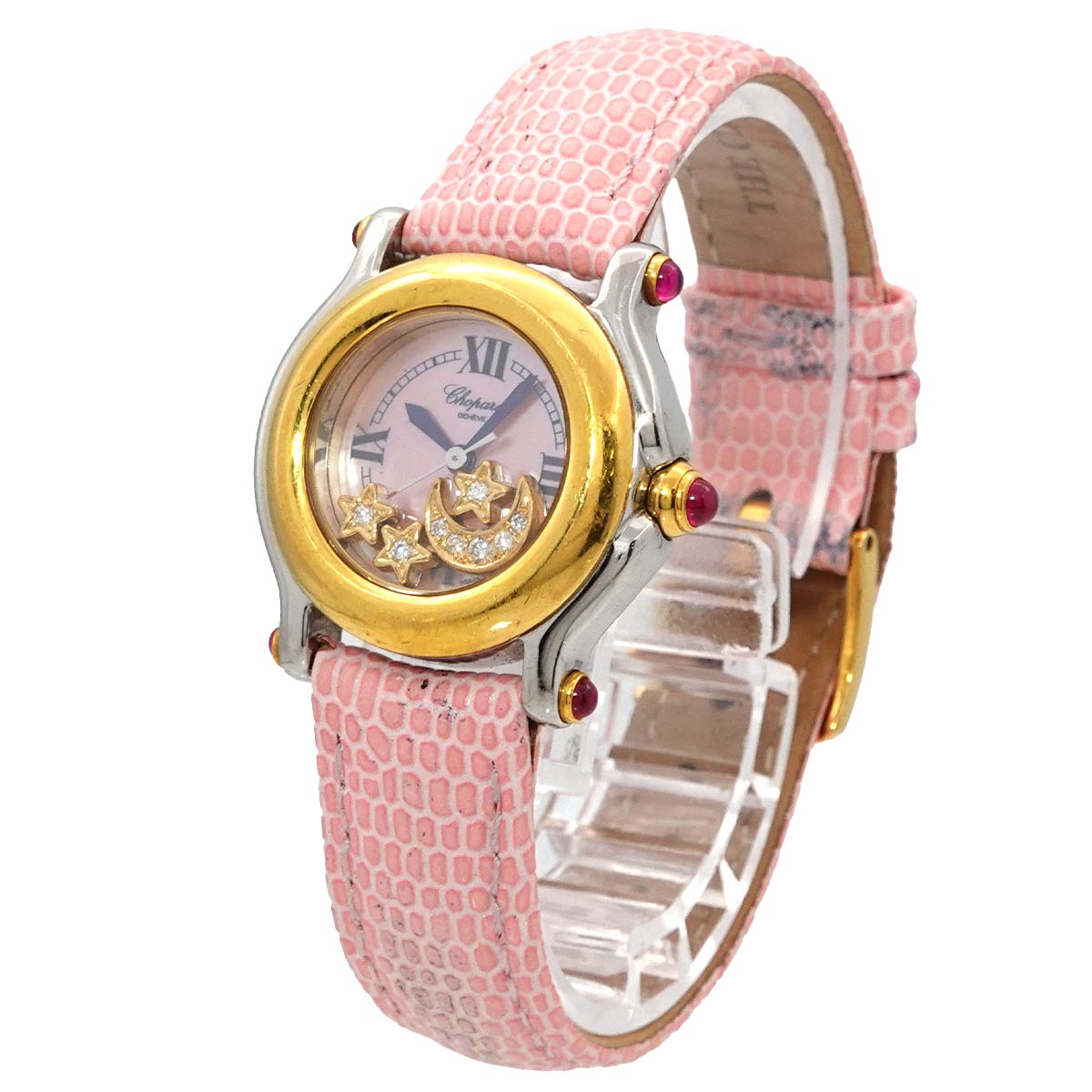 Chopard Happy Sports Combi 27 8246 21 Women's Watch 4P Diamond Moon Star Pink Shell YG Yellow Gold Quartz Happy Sports Chopard 90319106