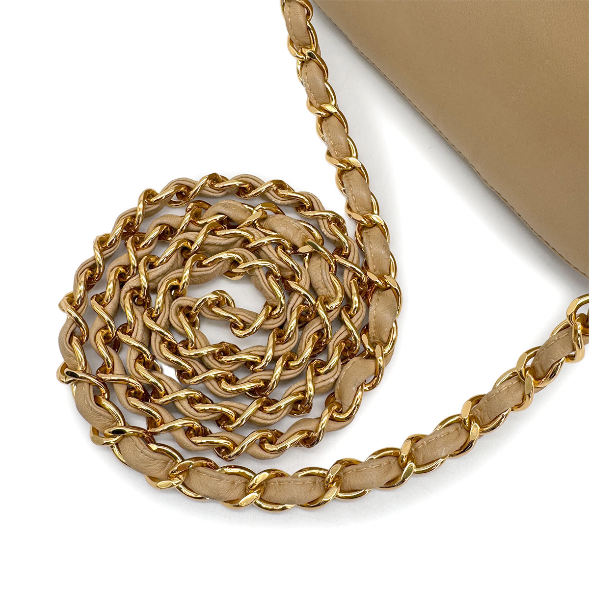 VINTAGE CHANEL COCOMARK TURN LOCK BASKET CHAIN SHOULDER BAG BEIGE RATTAN LAMB SKIN GOLD HARDWARE 90321145
