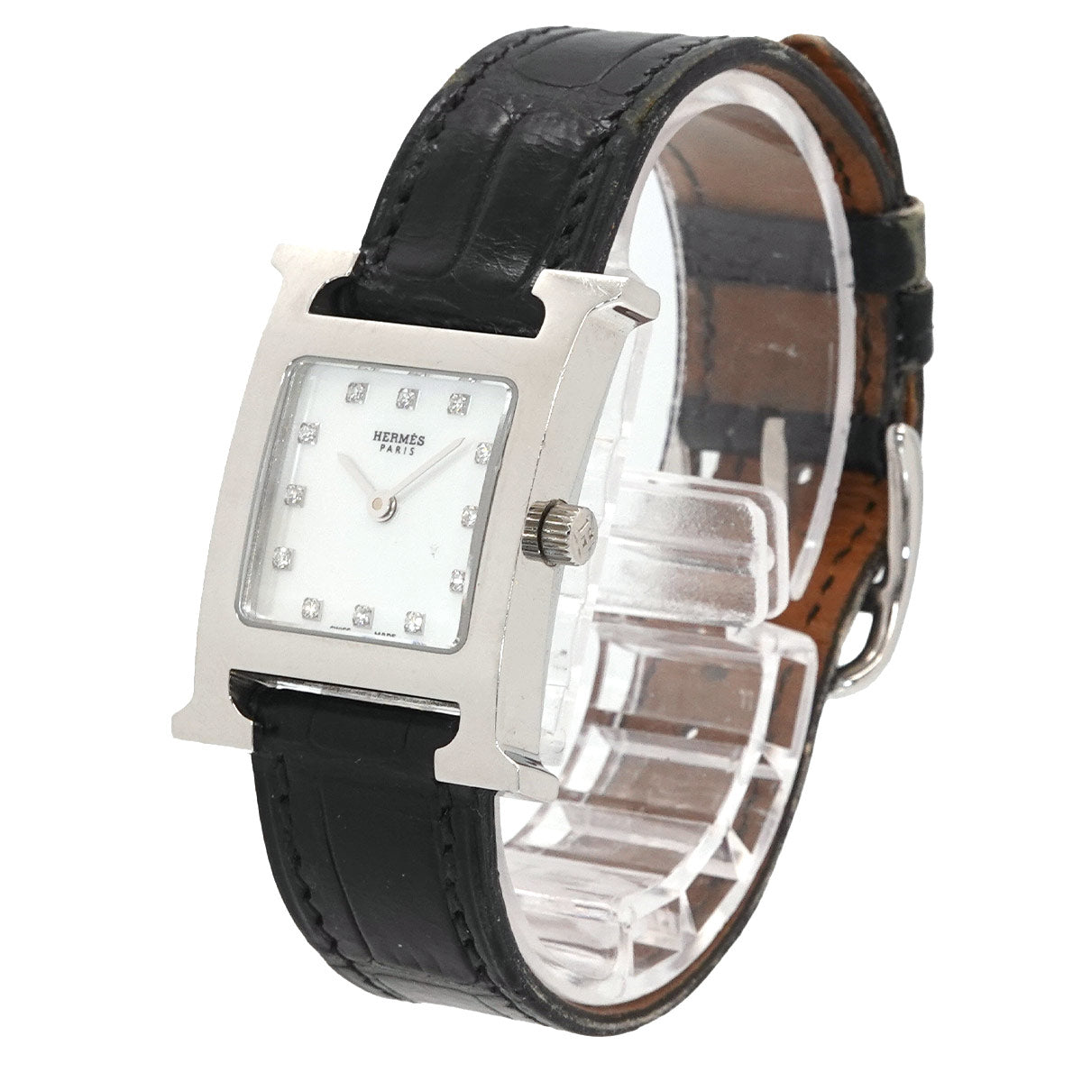 HERMES H-Watch HH1 210 Women's Watch 12P Diamond White Shell Quartz Watch H Watch Hermes 90324177