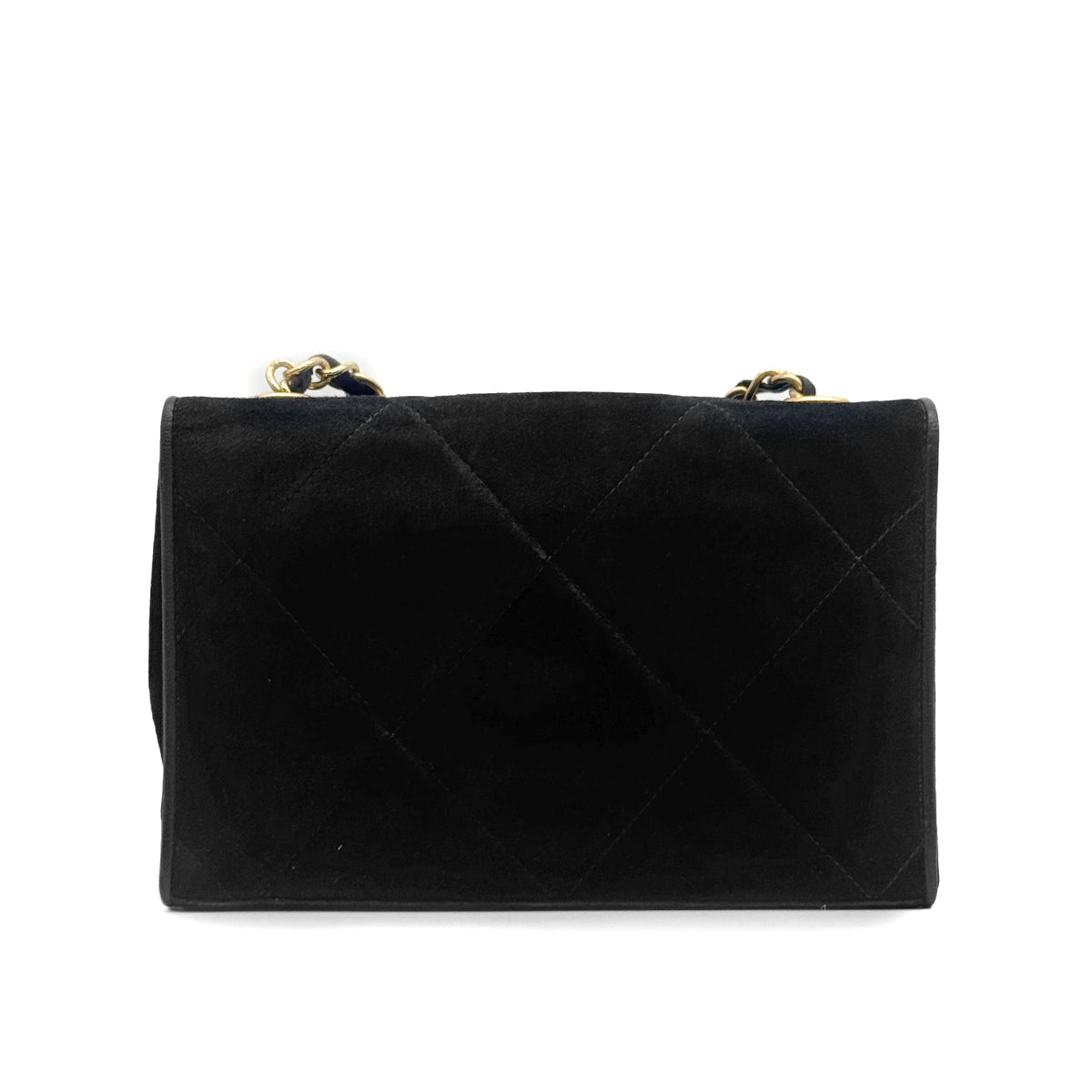 VINTAGE CHANEL MATELASSE CHAIN SHOULDER BAG BALCK SUEDE GOLD HARDWARE 90324286