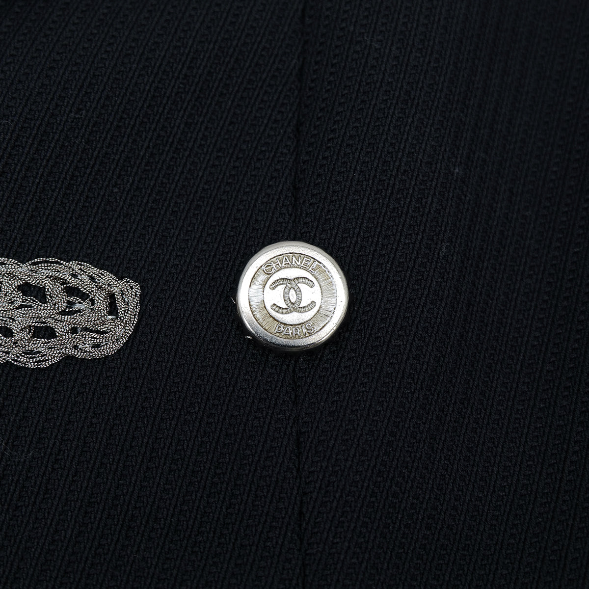 CHANEL COCO BUTTON JACKET BLACK SILVER COTTON 38 06P RTW 90325366