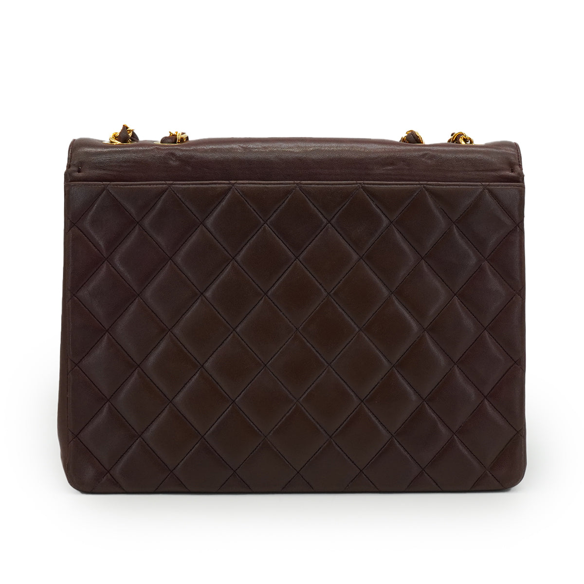 VINTAGE CHANEL MATELASSE BIG COCO CHAIN SHOULDER BAG BROWN LAMB SKIN GOLD HARDWARE 90327096