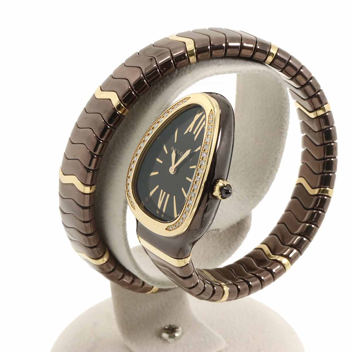 BVLGARI Serpenti Combination SPC35BG Women's Watch Ceramic Diamond Bezel K18PG Pink Gold Quartz Watch Serpenti Bulgari 90329171