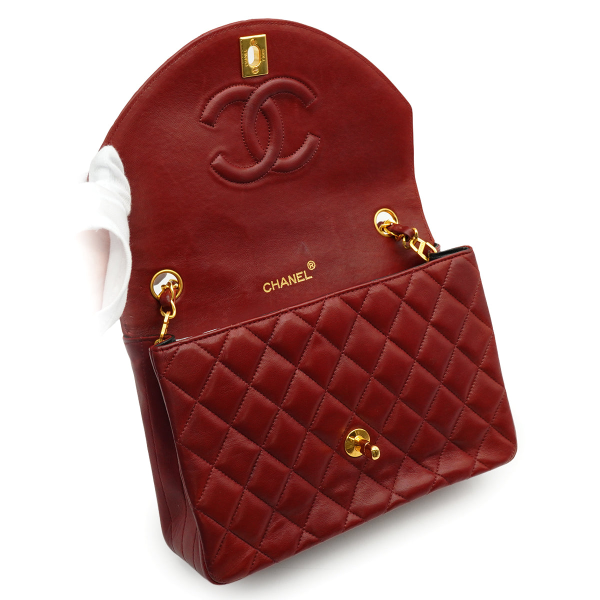 VINTAGE CHANEL MATELASSE CHAIN SHOULDER BAG BORDEAUX LAMB SKIN GOLD HARDWARE  90338306