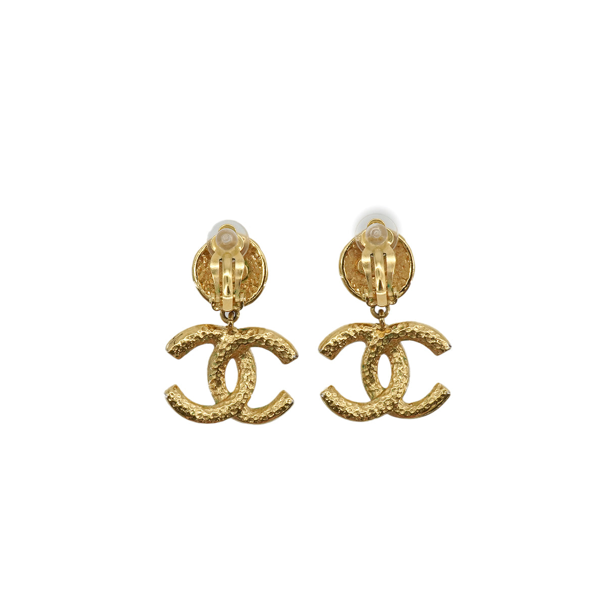 VINTAGE CHANEL EARRINGS COCOMARK LOGO SWING GOLD ACCESSORY 95A 90338896