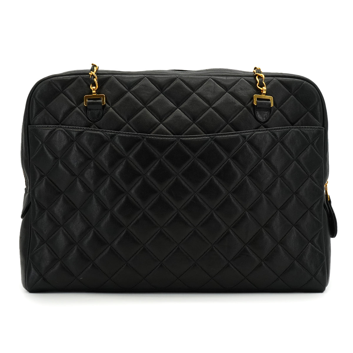 VINTEGE CHANEL MATELASSE CHAIN SHOULDER BAG BLACK LAMB SKIN GOLD HARDWARE 90341459