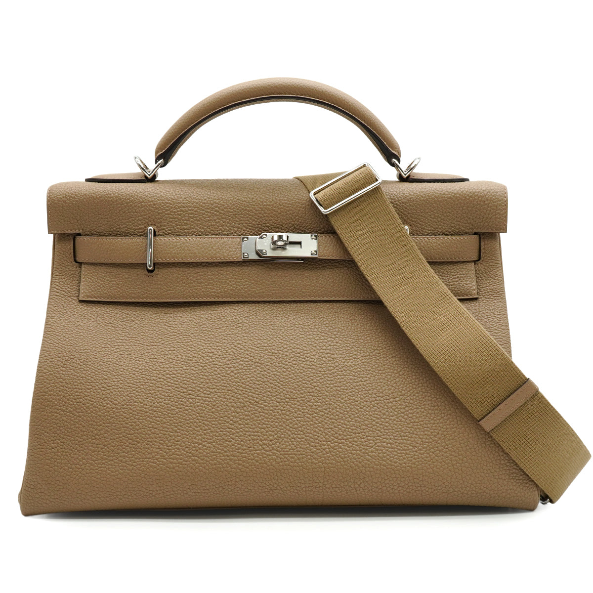 HERMES KELLY 42 RETOURNE  BEIGE MARFA TOGO HAND SHOULDER BAG 2024 W STAMP PALLADIUM HARDWARE 90342566