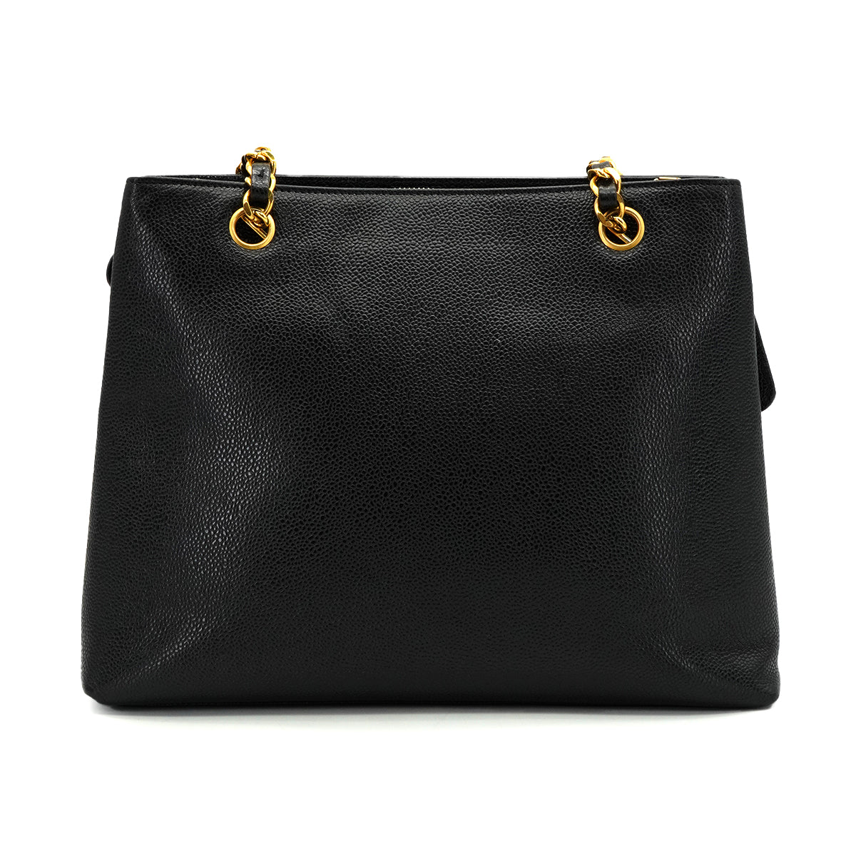 VINTAGE CHANEL CHAIN SHOULDER BAG BLACK CAVIAR SKIN GOLD HARDWARE 90342574