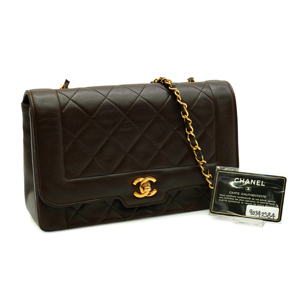 VINTEGE CHANEL MATELASSE CHAIN SHOULDER BAG BROWN LAMB SKIN GOLD HARDWARE 90342584