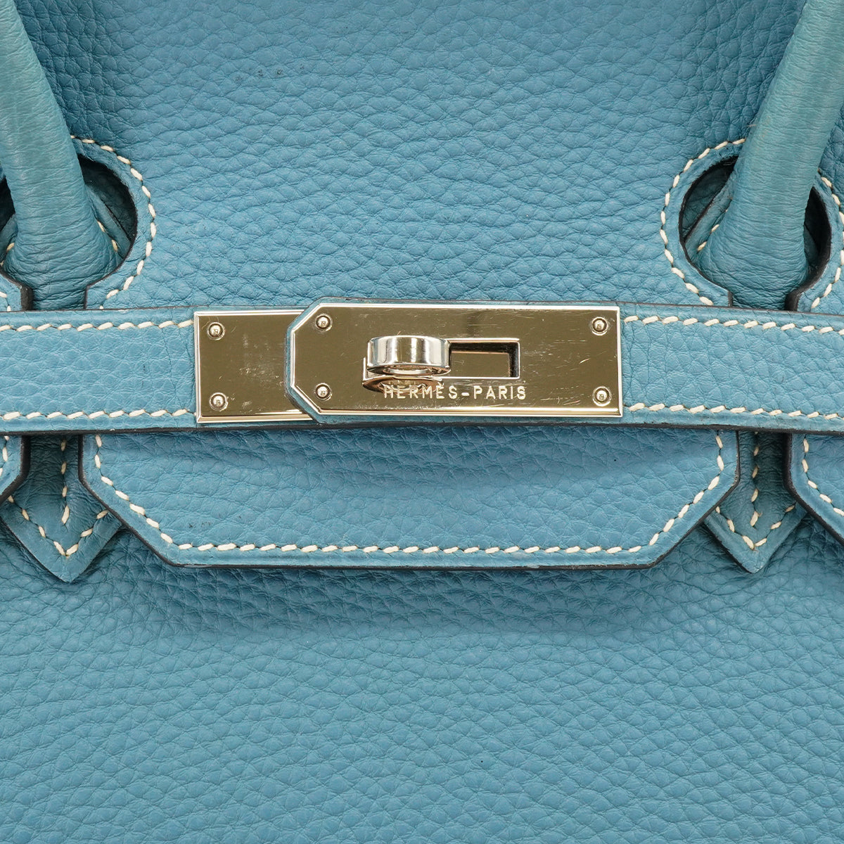 HERMES BIRKIN 35 BLUE JEAN TOGO HAND BAG 2004 SQUARE H PALLADIUM HARDWARE 90342735