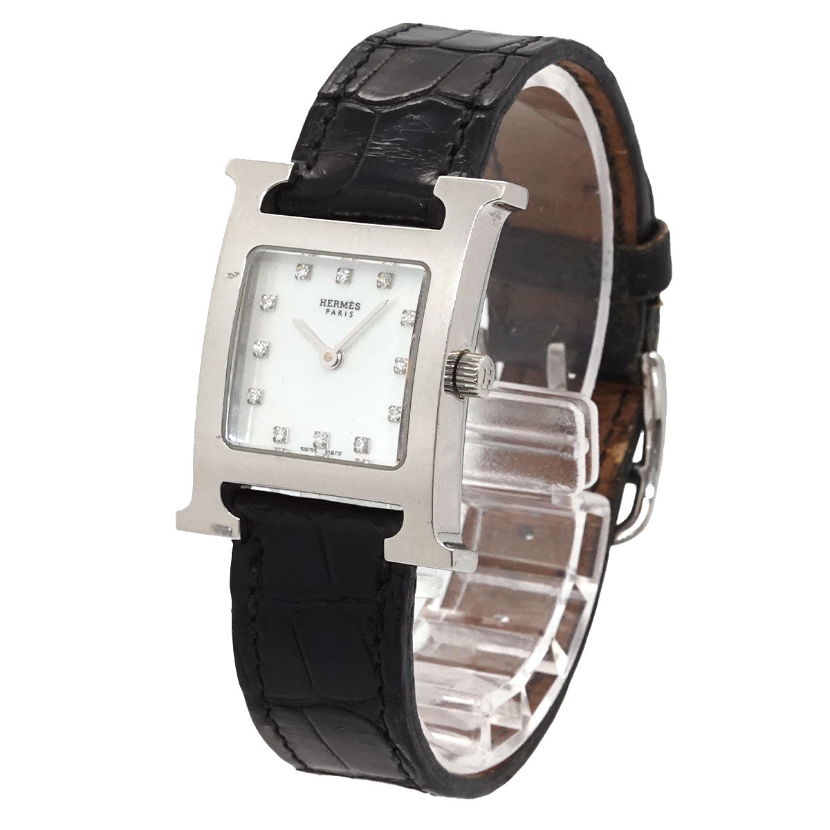 HERMES H-Watch HH1 210 Women's Watch 12P Diamond White Shell Quartz Watch H Watch Hermes 90344800
