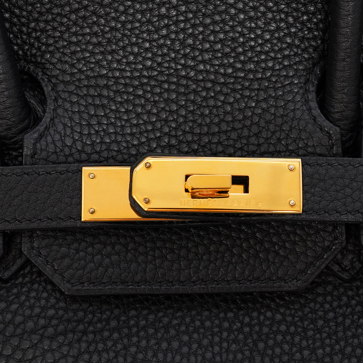 HERMES HAUT A COURROIES 32 BLACK TOGO HAND BAG 2004 SQUARE H GOLD HARDWARE 90345055