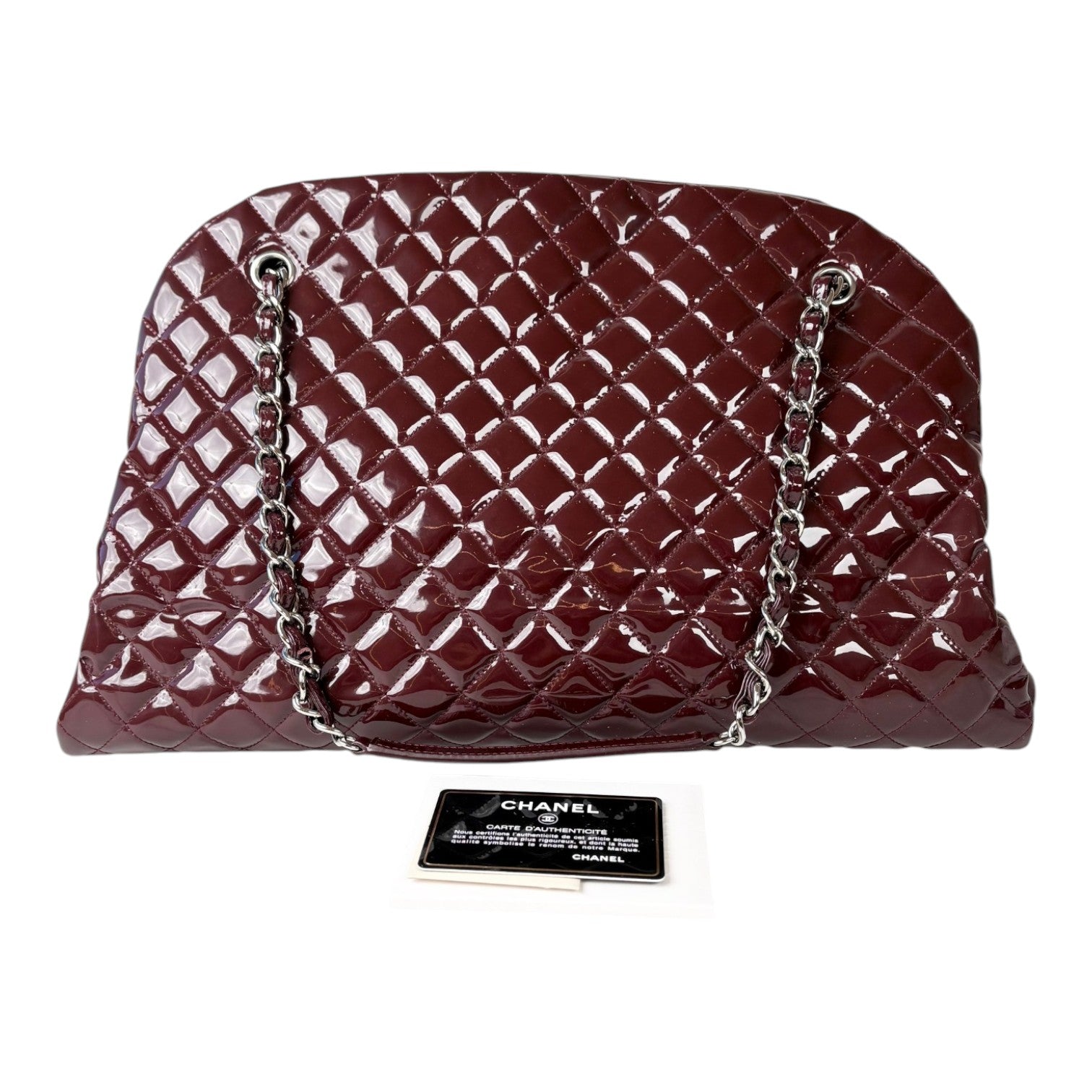 Chanel Patent Burgundy Mademoiselle Bowling Bag