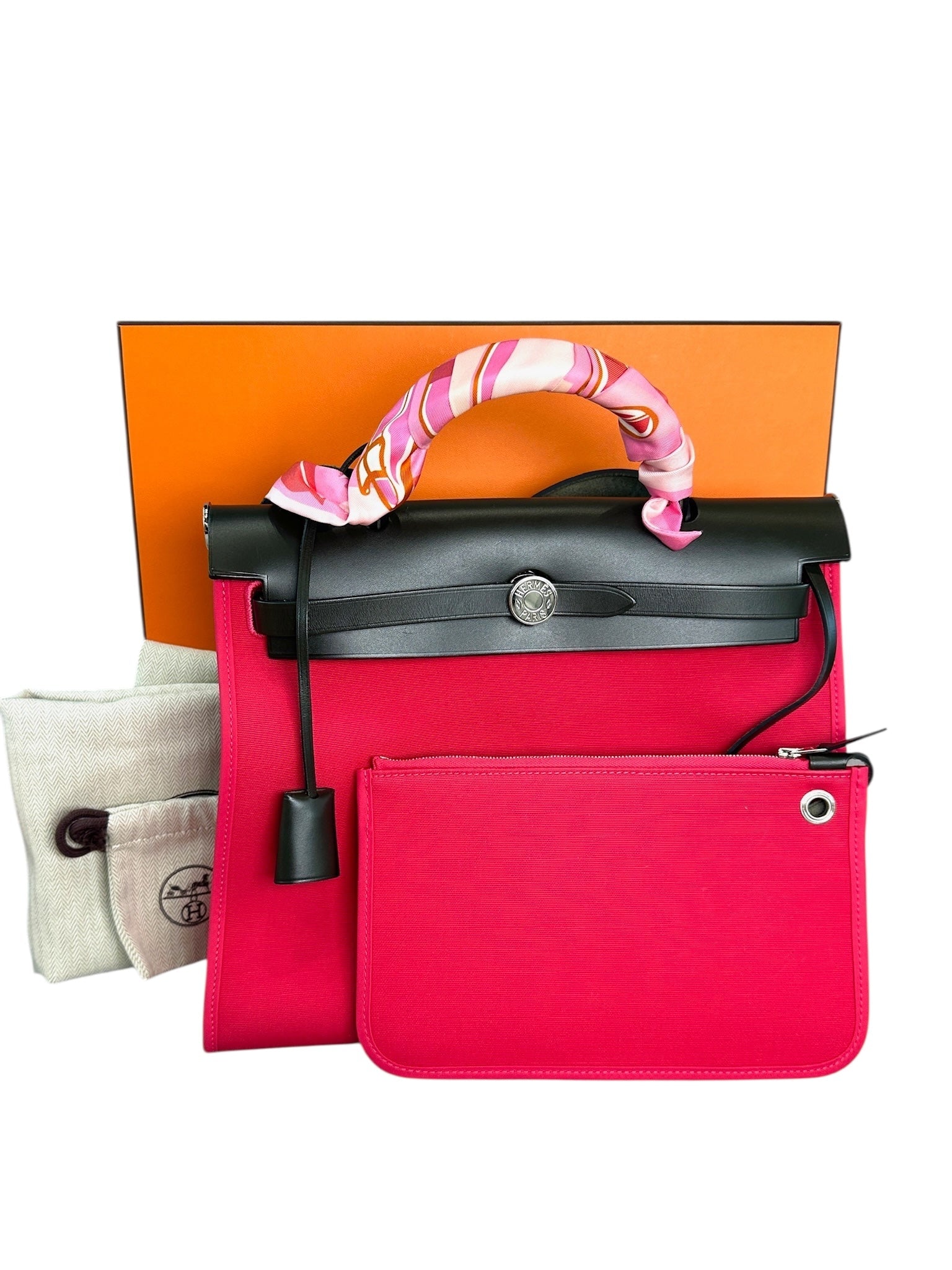 Hermes Pink Herbag Zip 31 - Full Set