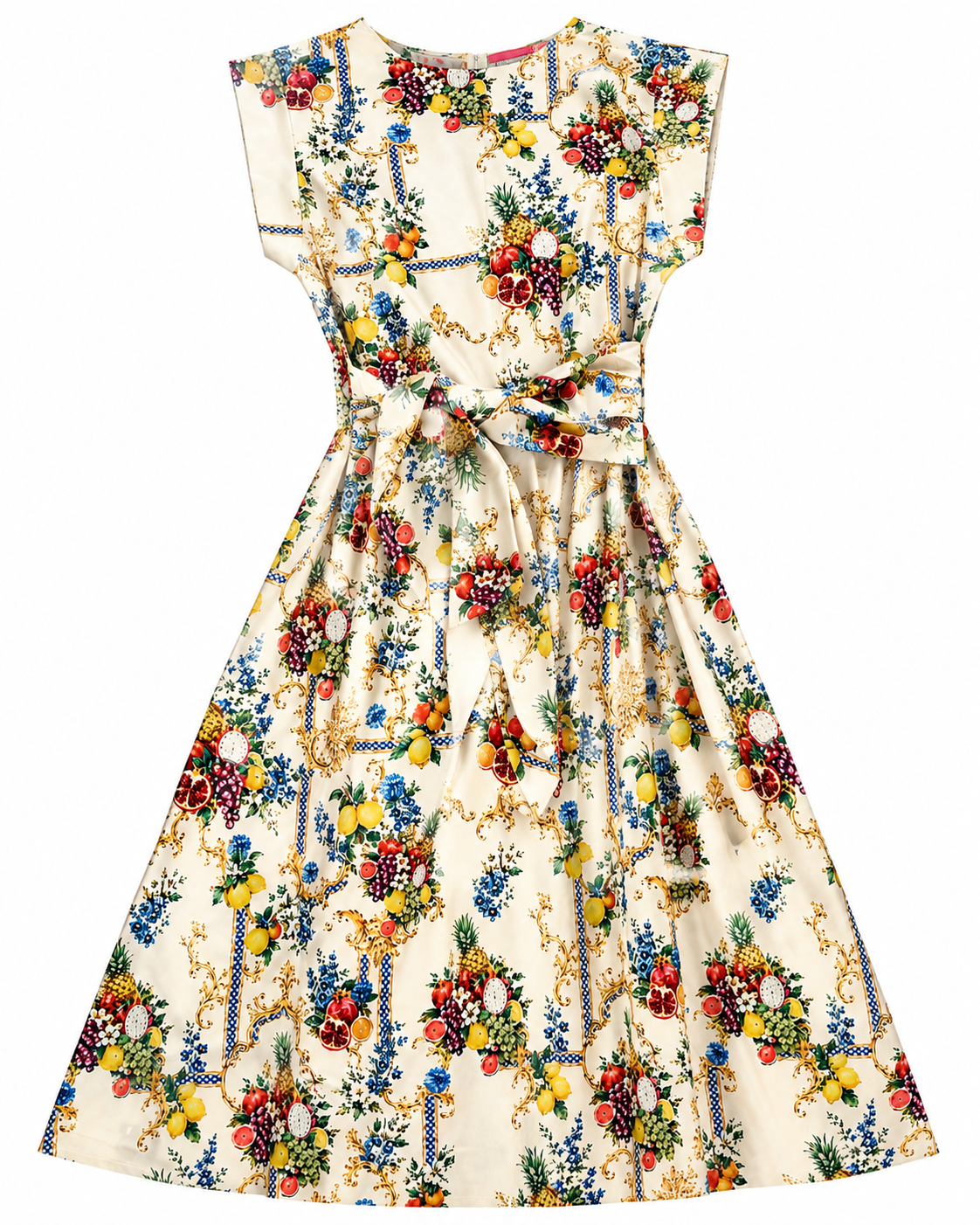 DRESS EMANITA FRUITS PLACEMENT STRIPES BLUE MCL11815