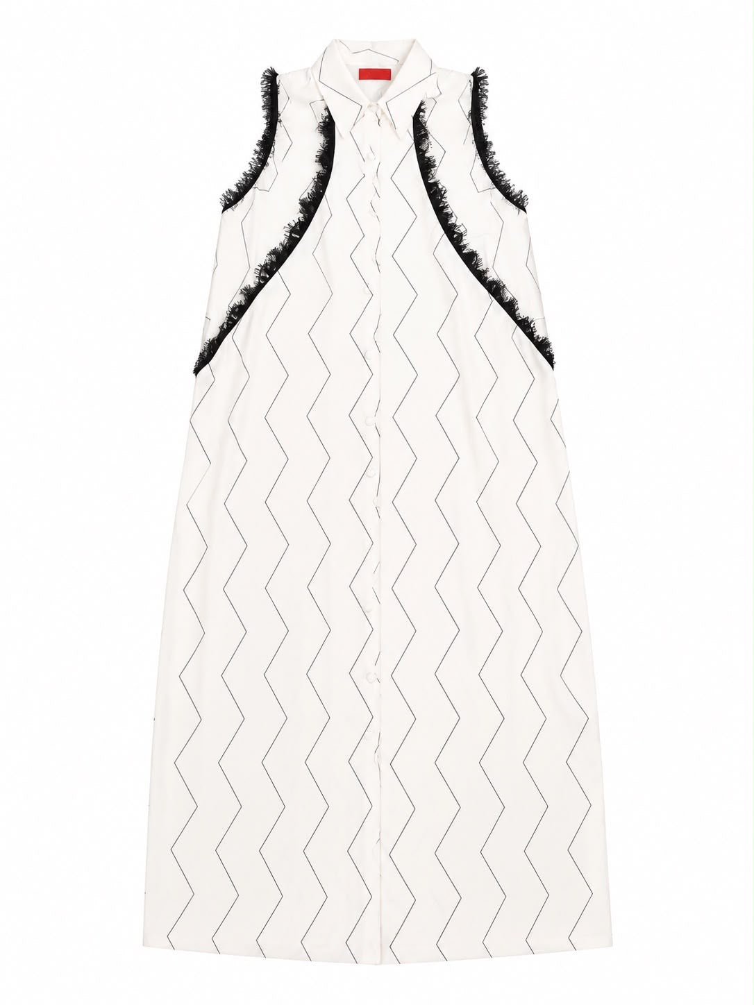 BOM BOM DRESS LACE PIPPING ZIG ZAG BLACK WHITE MCL12789
