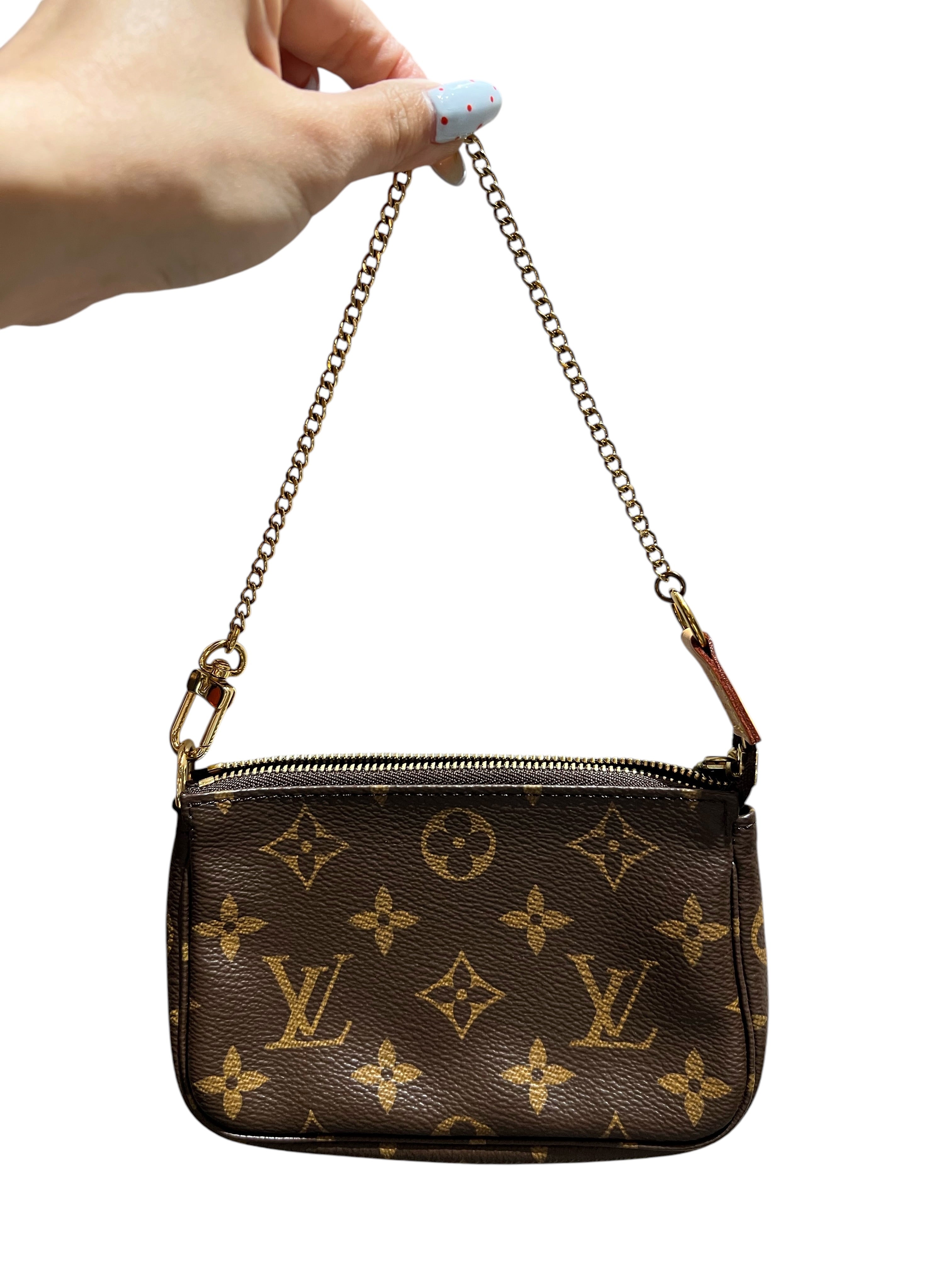 LOUIS VUITTON POCHETTE ACCESSOIRES MARRON COATED CANVAS ACCESSORY POUCH 2000000142524