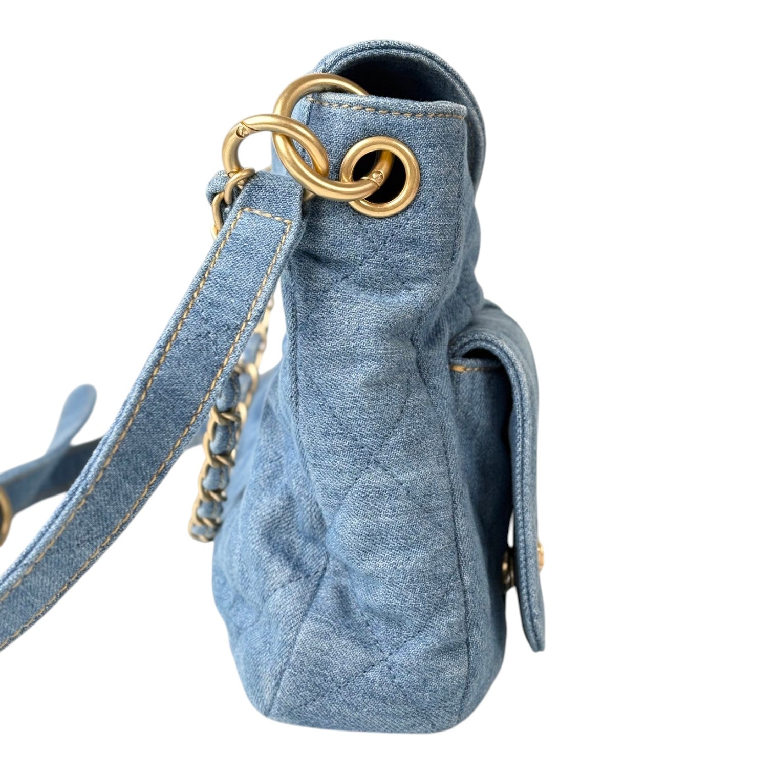 Chanel Small Denim Hobo with Double Pocket Bag