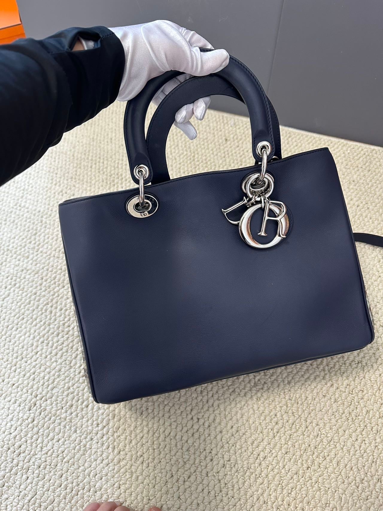 Dior Diorissimo VIP Tote - Navy Calfskin with Palladium-Finish Hardware