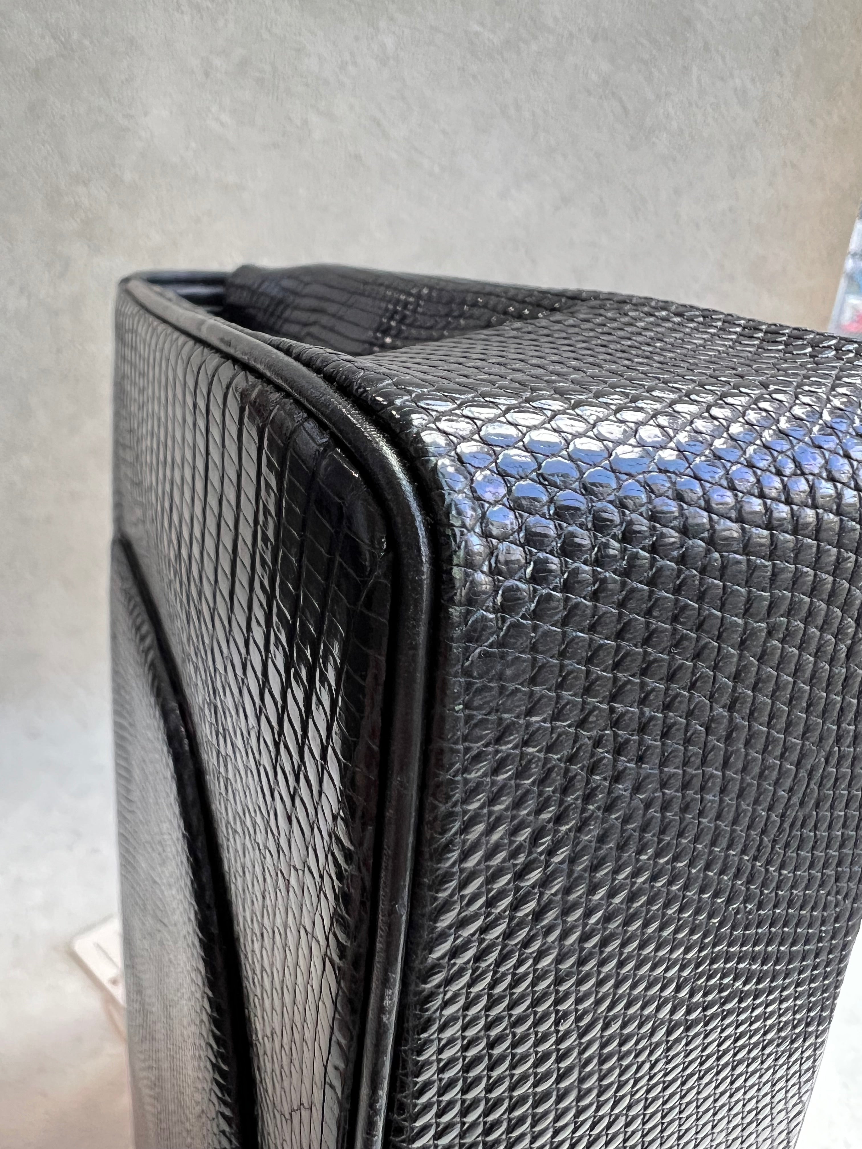 Chanel Classic Medium Double Flap Lizard Black GHW SYCYB1139