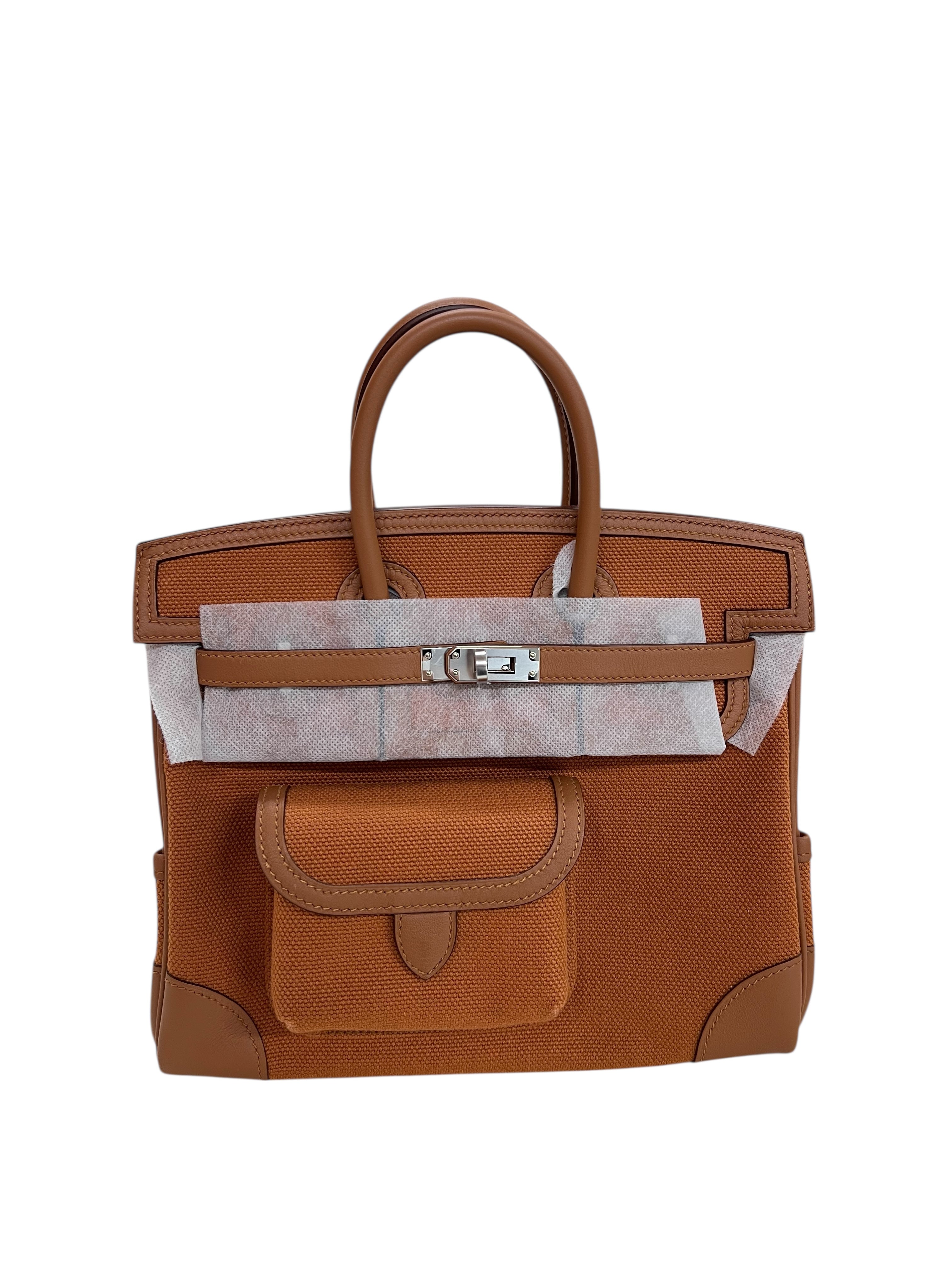 Hermes Birkin 25 Cargo Gold Swift/Toile Goelan PHW #W SKCJB-266826
