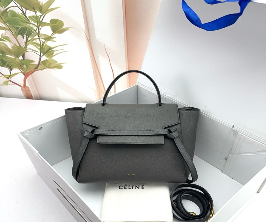 Celine Grey Grained Calfskin Belt Bag Micro 21196447