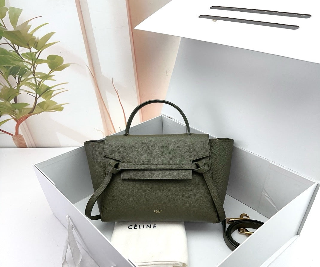 Celine Olive Green Grained Calfskin Belt Bag Micro 21196821
