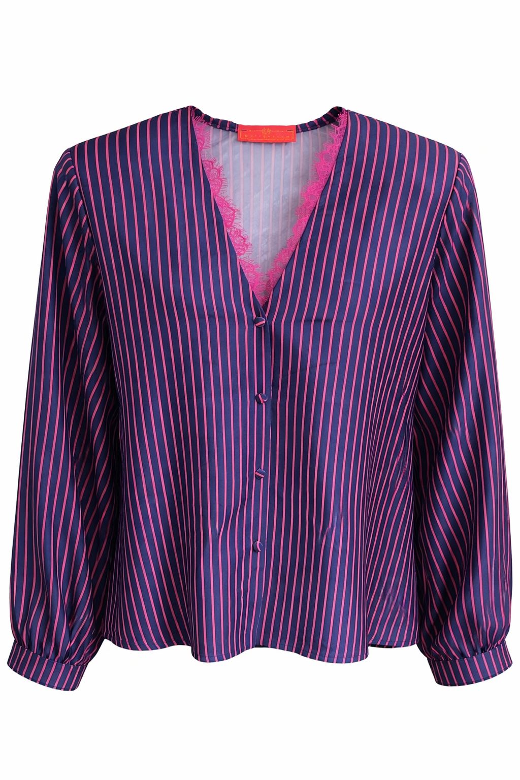 DRESS DORIS PINSTRIPE NAVY GRADIENT LACE MCL00916