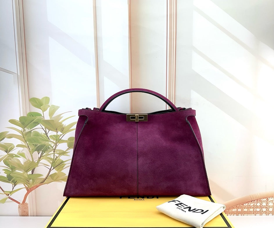 Fendi Purple Suede Leather Medium Peekaboo Icon Bag 21146620
