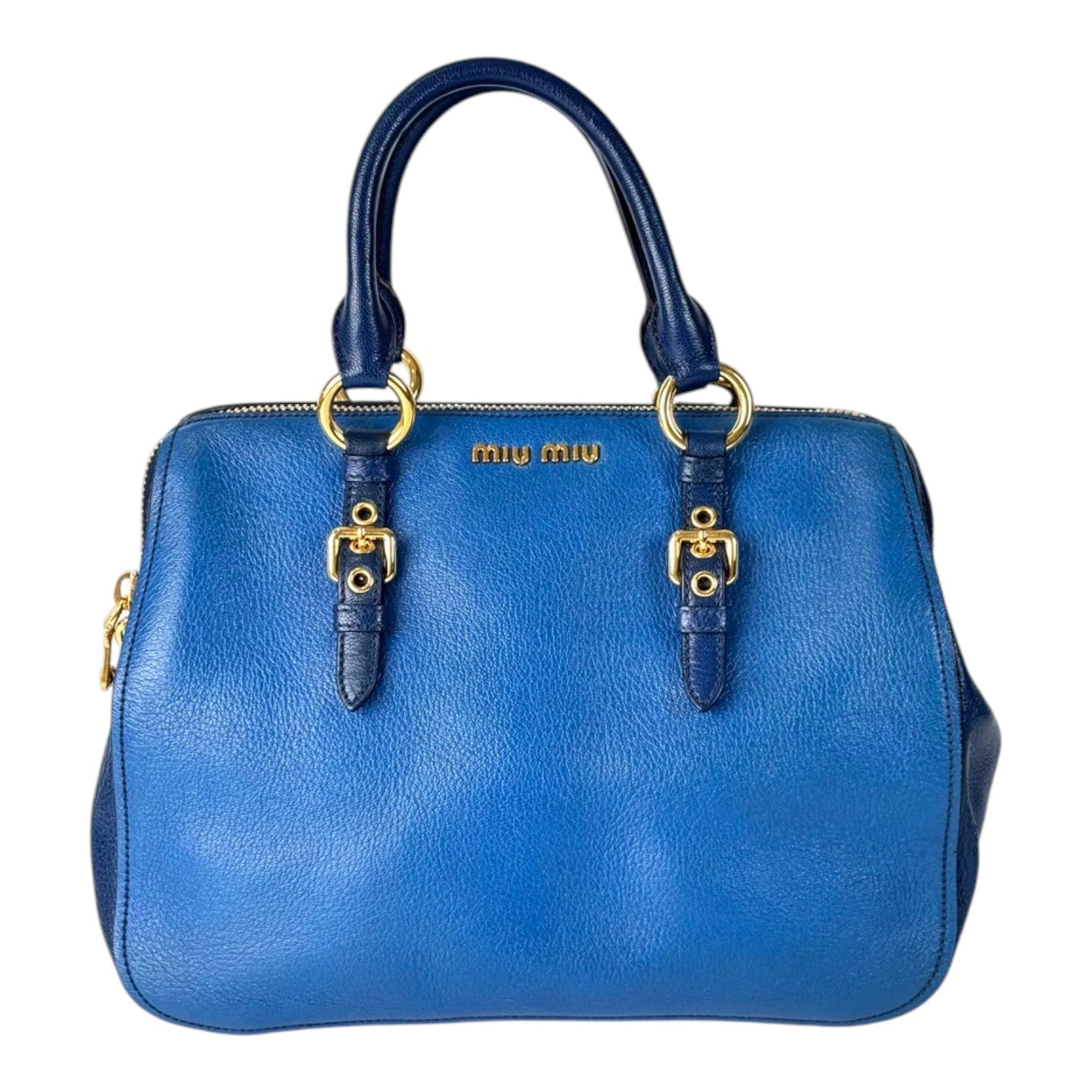 Miumiu Madras Blue Top Handle Bag