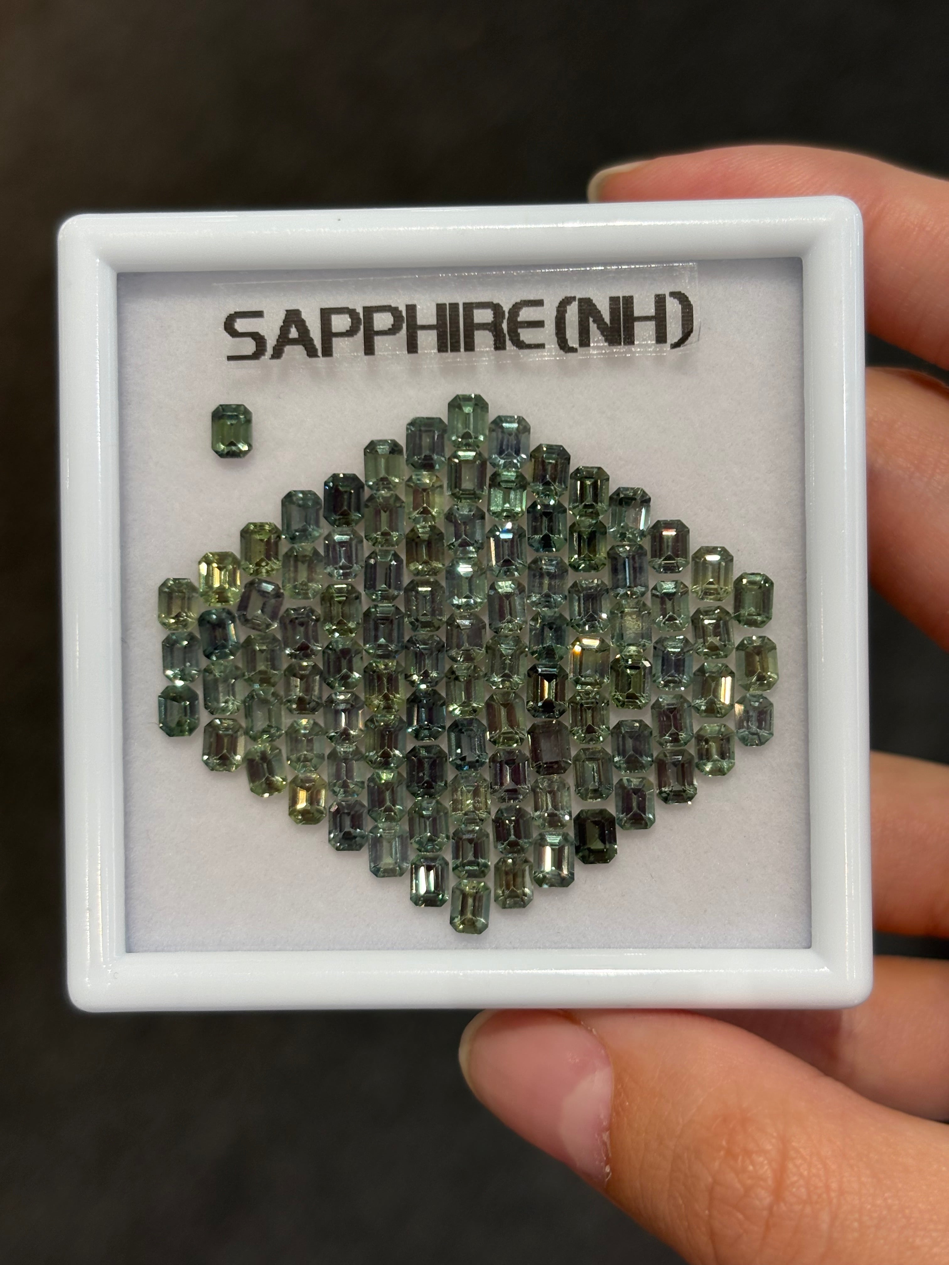 25.13ct Unheated Green/Teal Sapphire Calibrated Set 96pcs  DXBCS5677