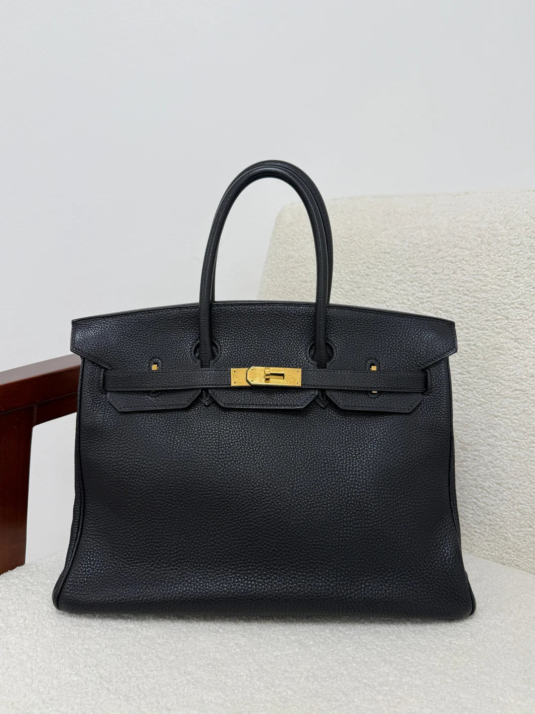 LONDON LOCATED* VINTAGE PRELOVED HERMÈS BIRKIN 35CM BLACK Togo Leather with Gold Hardware ALC4372