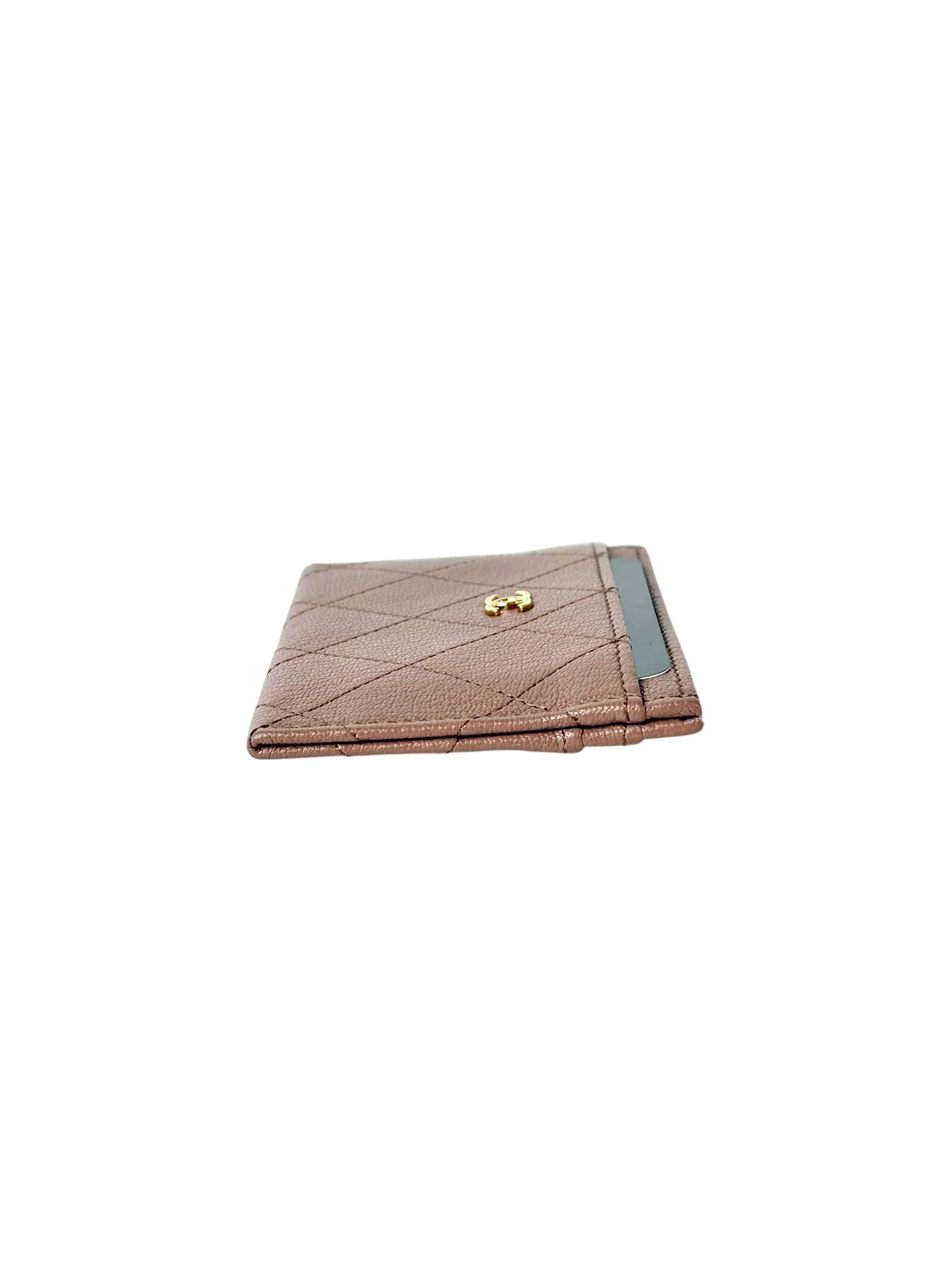 Chanel Beige Caviar Card Holder - in Box