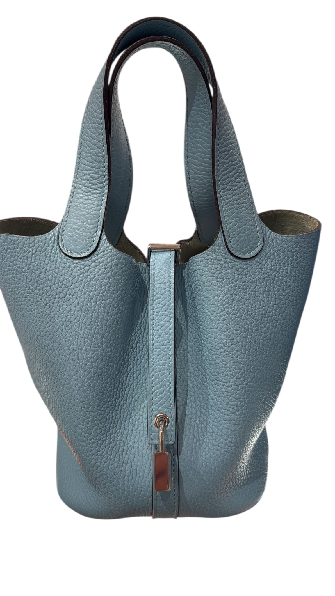 Hermes Picotin 18 in Blue Jean Clemence with PHW
