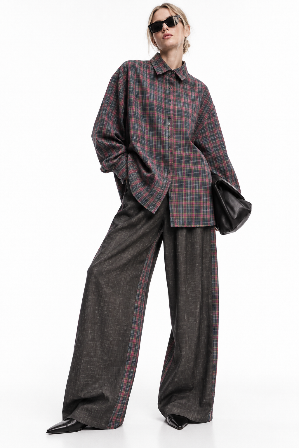 CONTRAST CHECK CO-ORD SET زوج (SHIRT & PANTS قميص وبنطلون) “JANE EYER"
