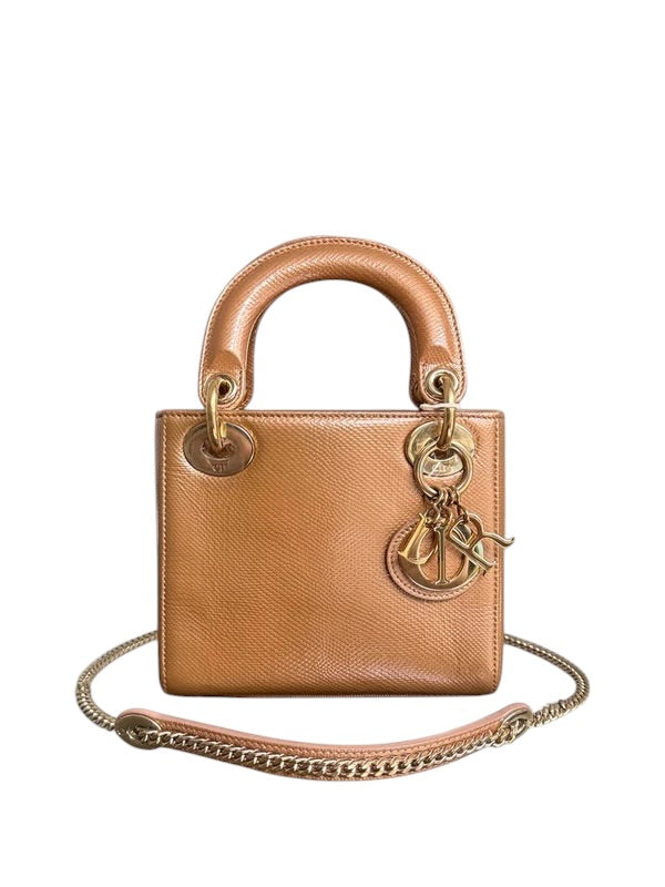 DIOR LADY MINI - EXOTIC LIZARD CARAMEL COLOR GOLD HARDWARE SYCMDA116