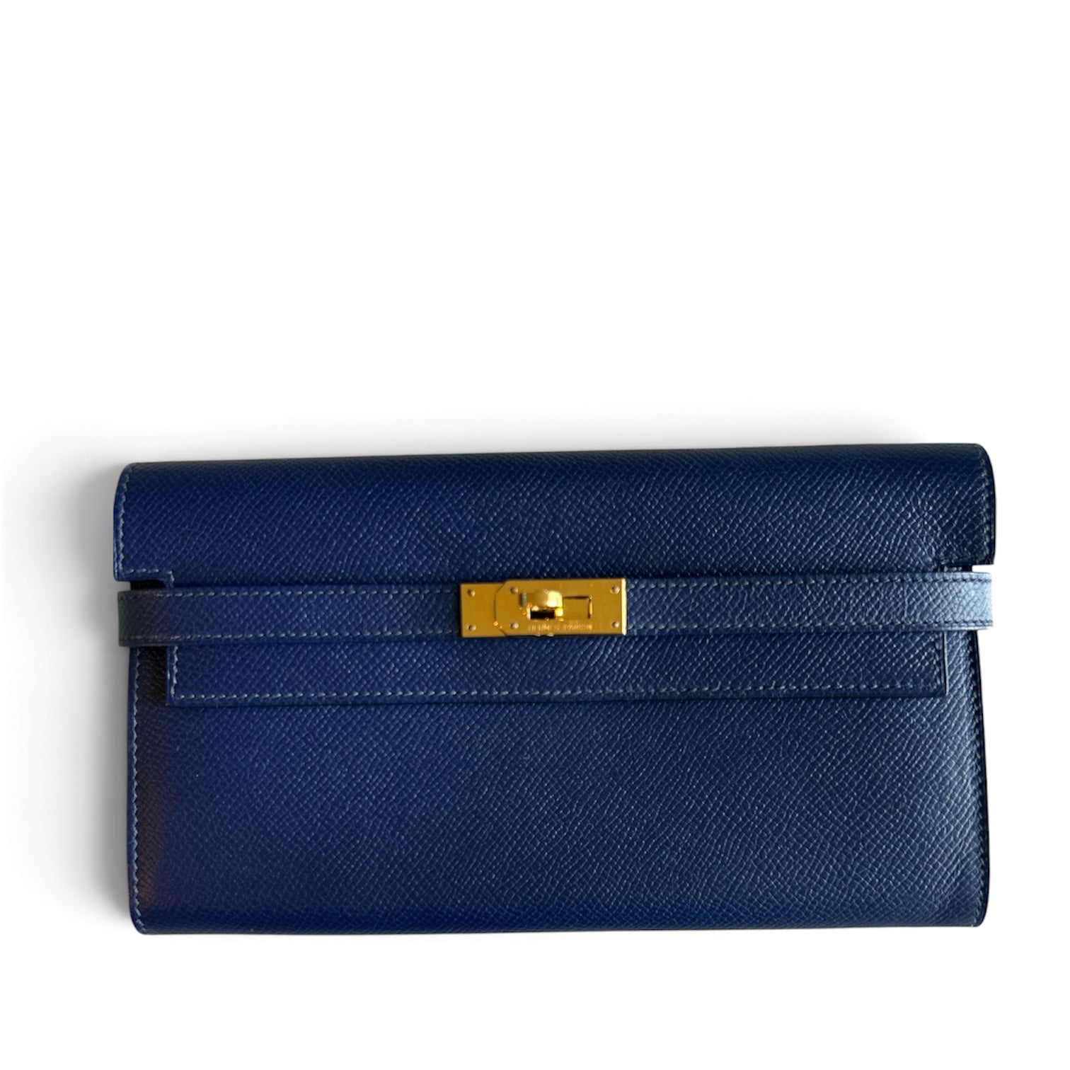Hermes Kelly Long Wallet Dark Blue Epsom in GHW