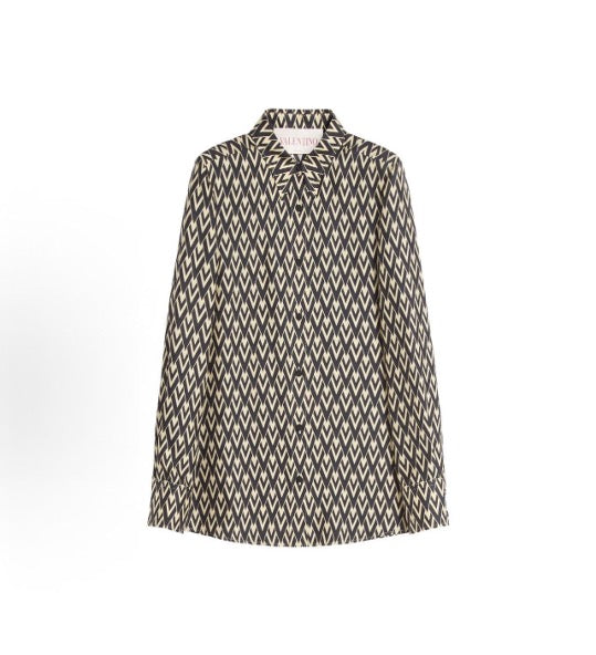 Valentino 25 Early Spring Collection V-neck Shirt, Silk, Size 38 SYCC2042
